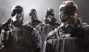 Men wearing gas masks